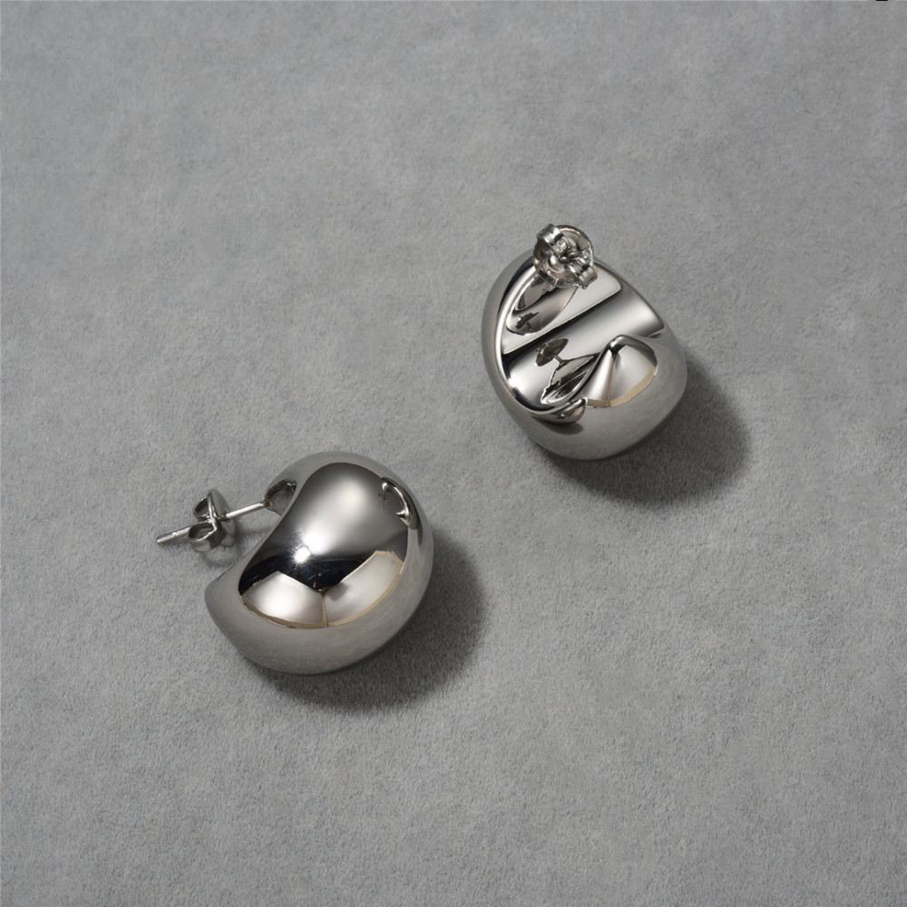 Fashion Simple Titanium Steel Semicircle C- Shaped Hollow Earrings Vacuum Plating Plated 18K Real Gold Fashion Geometry Pattern Pattern Women Jewelry Accessories