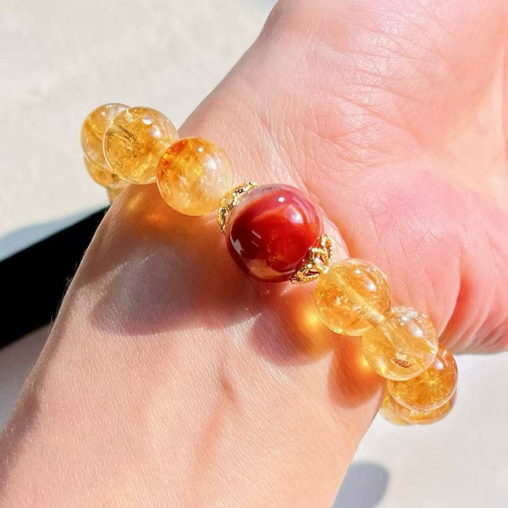 Natural High Quality Yellow Crystal Tiger Eye Stone South Red Bracelet Hand Chain White Crystal Jewelry Accessories For Women