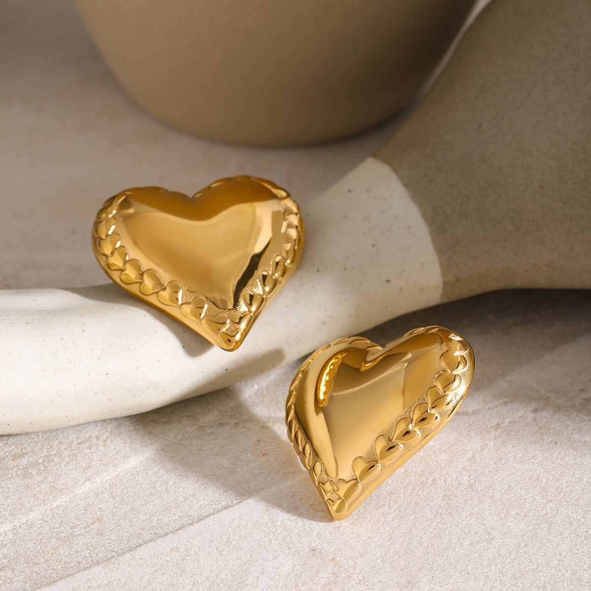 18K Gold Plated 316 Stainless Steel  PVD Coated Heart Shape Simple Style Classic Style Ear Studs For Women's