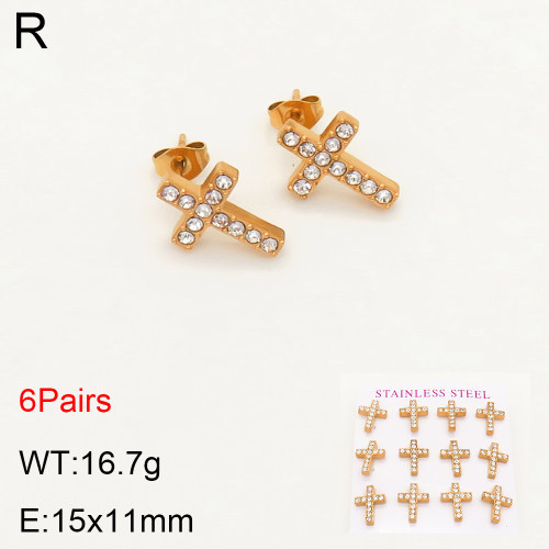 INS New  Fashion Titanium Steel Cross Stud Earrings Women's 18K Gold Stainless Steel Religious Earrings Earrings Niche Design High Earrings