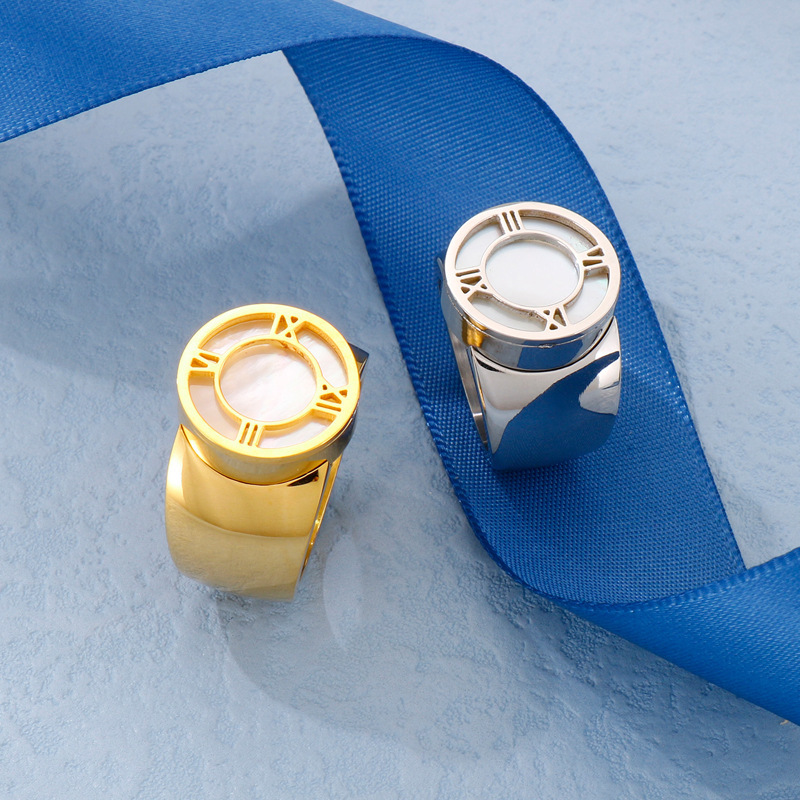 PVD Coated 18K Gold Plated Geometric Titanium Steel Fashion Waterproof Non Tarnish Rings
