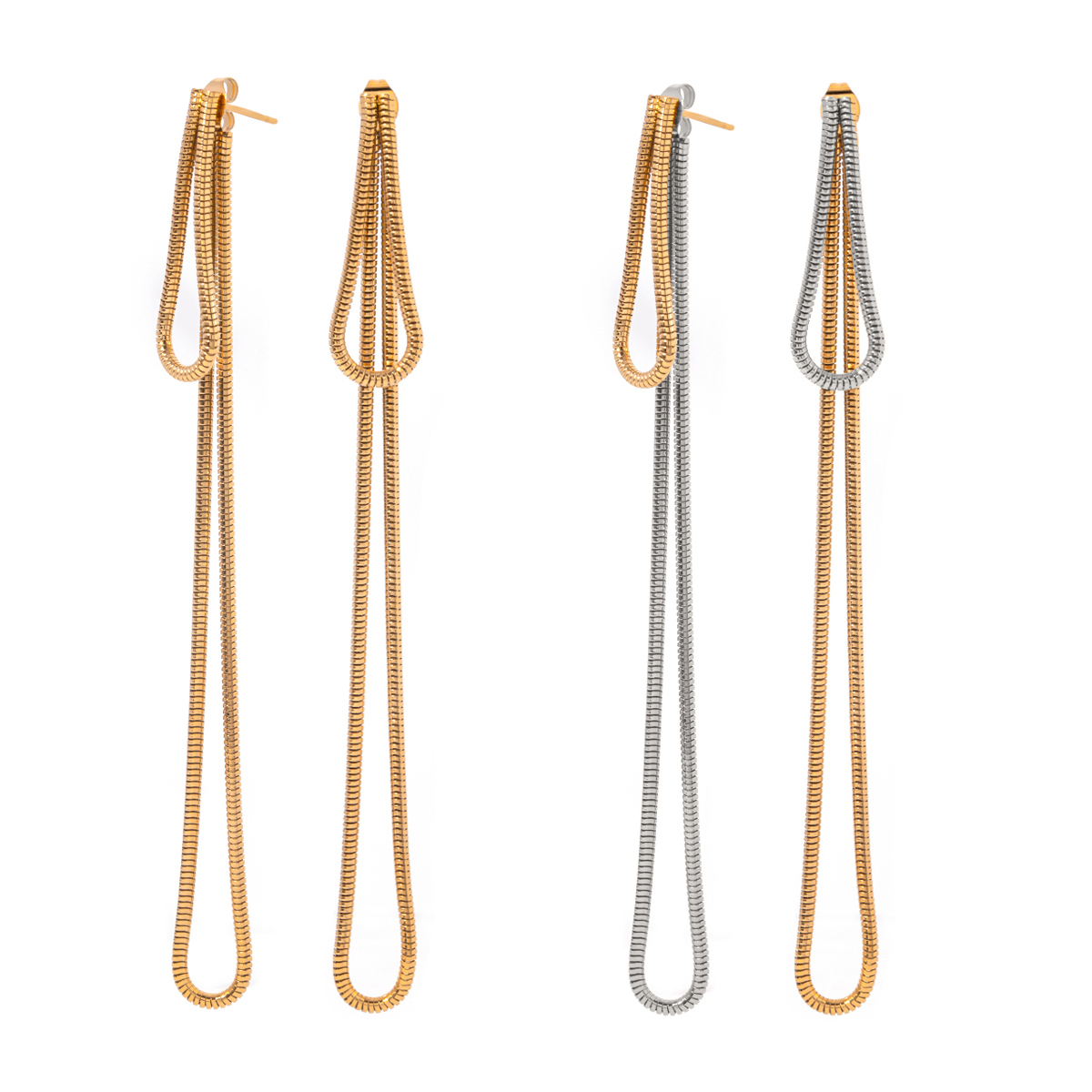 304 Stainless Steel Solid Color PVD Coated Real Gold Plated 18K Gold Simple Style Classic Style Waterproof Non Tarnish Plating Gold Drop Earrings