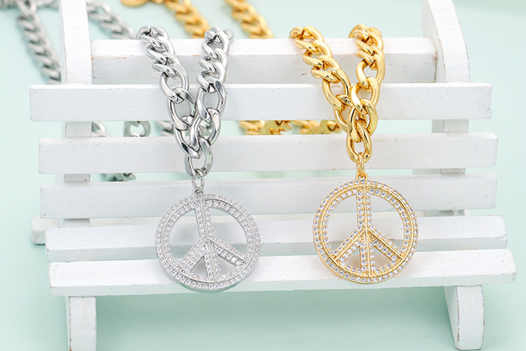 304 Stainless Steel Copper 18K Gold Plated Fashion Plating Geometric Zircon Pendant Necklace