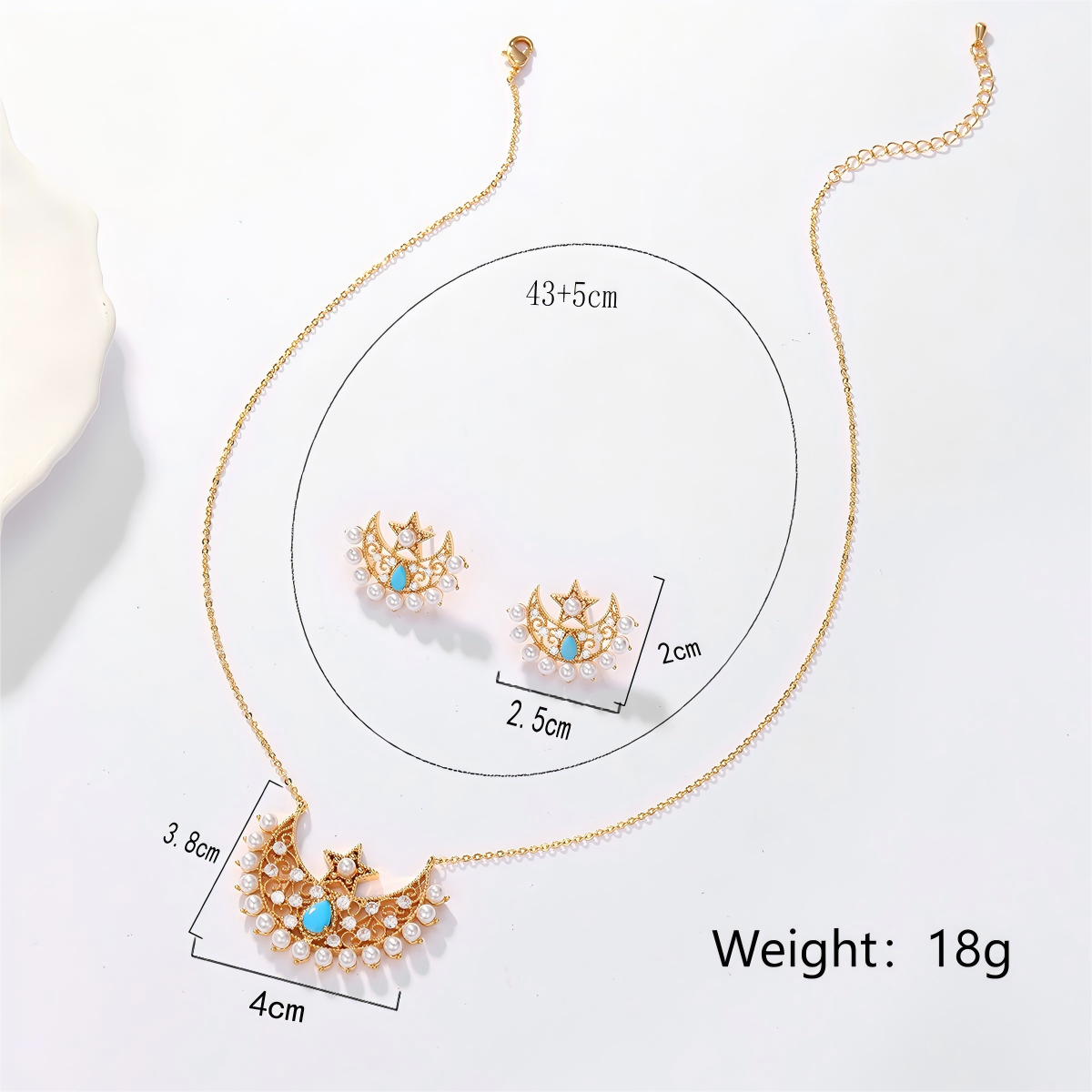 2-Piece Set Copper Inlaid Zircon Ramadan Middle Eastern Star And Moon Hollow Pattern Classic Ethnic Style Women's Earrings Pendant Suitable For Holidays Weddings Engagement Banquets Jewelry Accessories