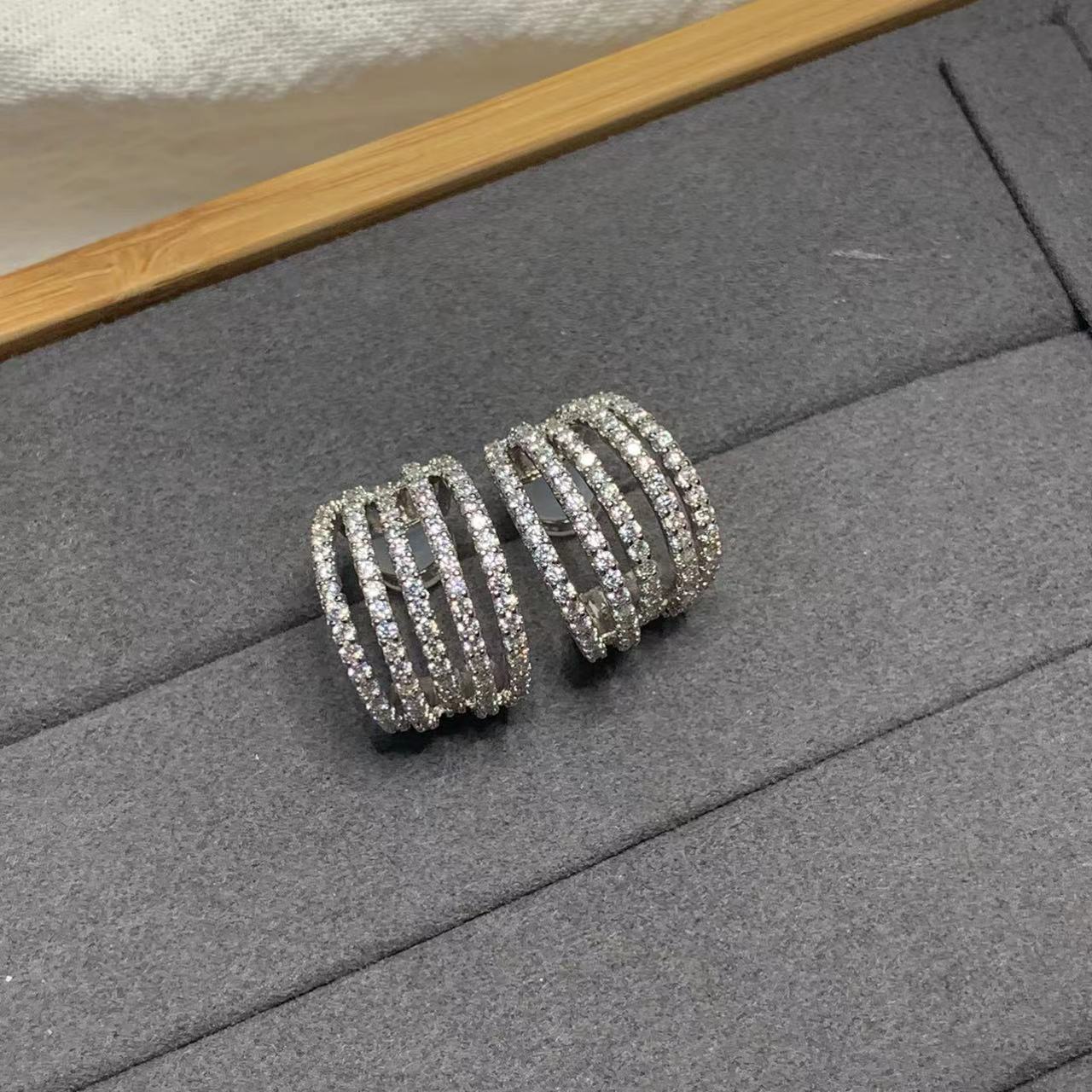 Elegant French Pearl Stud Earrings Women's Diamond Embedded Line Multi-circle Pearl Hoops Stylish Fashion Jewelry Accessories