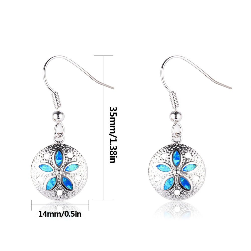 Oceanic Style Round Shape TikTok Popular Hawaii Sand Dollar Opal Earrings Women's Simple Geometric Pattern Jewelry Accessories