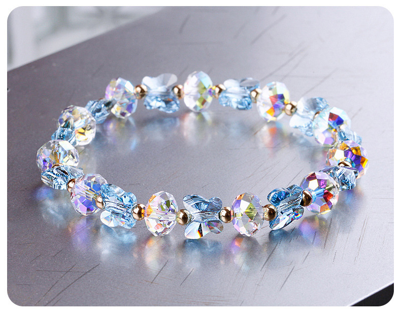 Austrian Crystal Butterfly Bracelet Seven Colors Optional Hand Chain Women's Fashion Jewelry Countryside Style Bead Bracelet