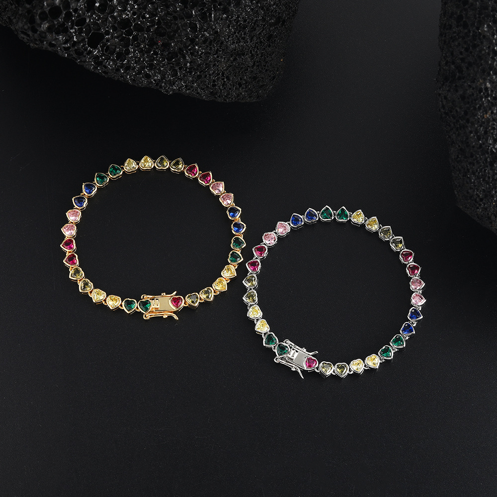 Wholesale Jewelry Vintage Style Classic Style Heart Shape Copper Zircon Bracelets Necklace