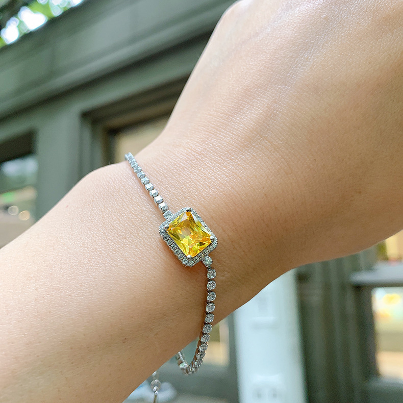 Retro Square Copper Gold Plated Inlay Zircon Women's Bracelets Necklace