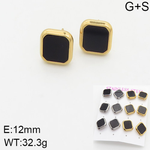 INS New  Fashion Titanium Steel Square Shell Stud Earrings Female 18K Gold Stainless Steel Shell Element Earrings Earrings Niche Design High Earrings