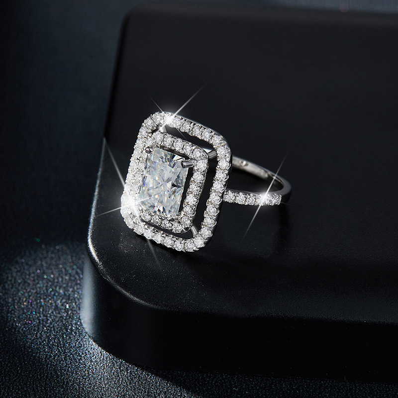 925 Sterling Silver Moissanite Geometric Rings