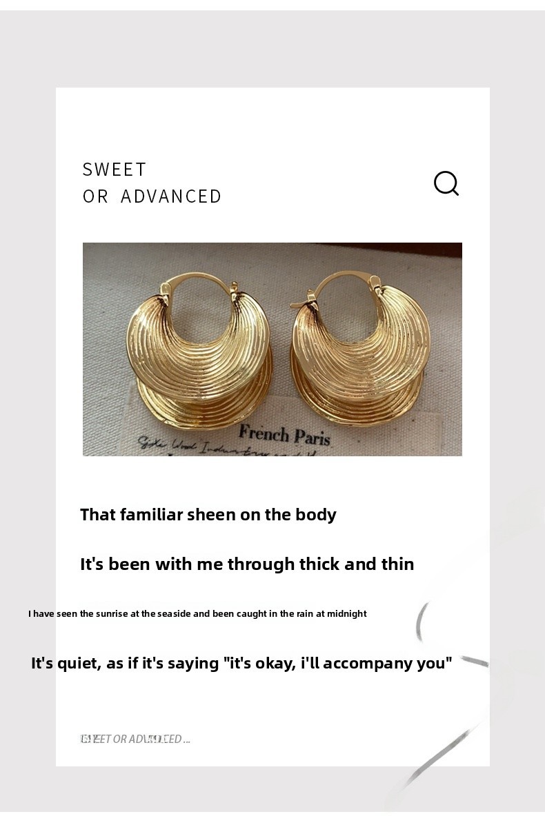 Sexy Large Earrings Trendy Street Style Retro Exaggerated Brass Plated Gold Geometric Pattern Women's Jewelry Fashion Accessories