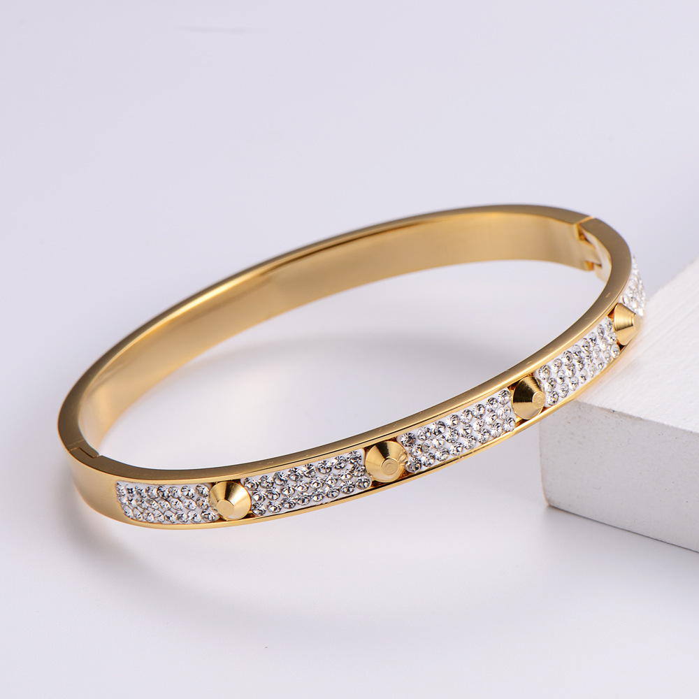 Lady Heart Stainless Steel 18K Gold Plated Artificial Rhinestones In Bulk