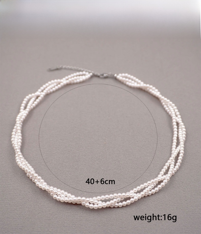 Heb Style Multi-Layer Pearl And Xiaomi Beads Necklace Classic Twisted Chain Layering Artistic Retro Clavicle Chain For Women