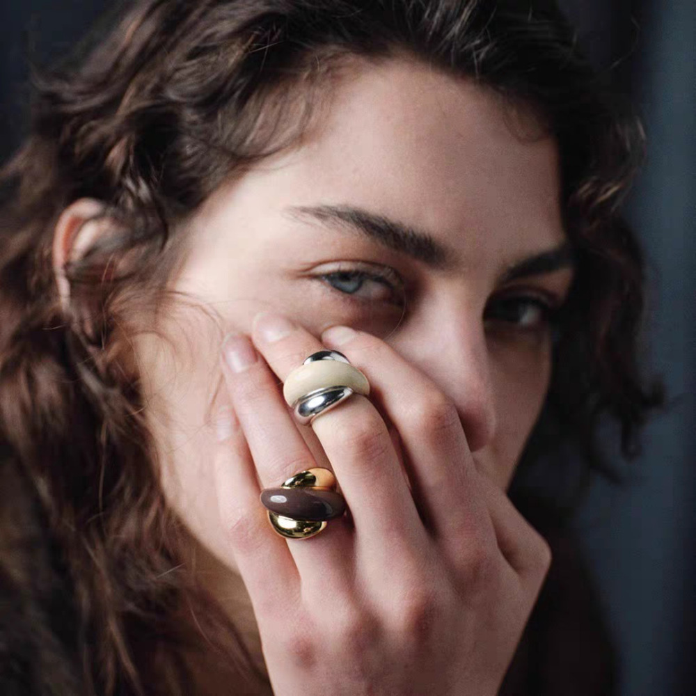 Fashion Geometric Pattern Open Ring 18K Gold Plated Copper Elegant Unique Style Women's Jewelry Accessories Water Plated Platinum Adjustable Ring