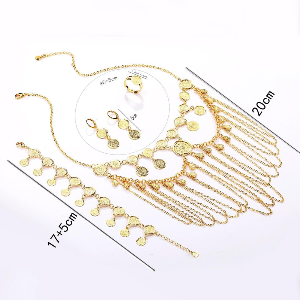 3-Piece Copper Vintage Luxurious Exotic Ethnic Style Pendant Bracelet Earrings Women's Set Suitable For Parties Weddings Jewelry Accessories