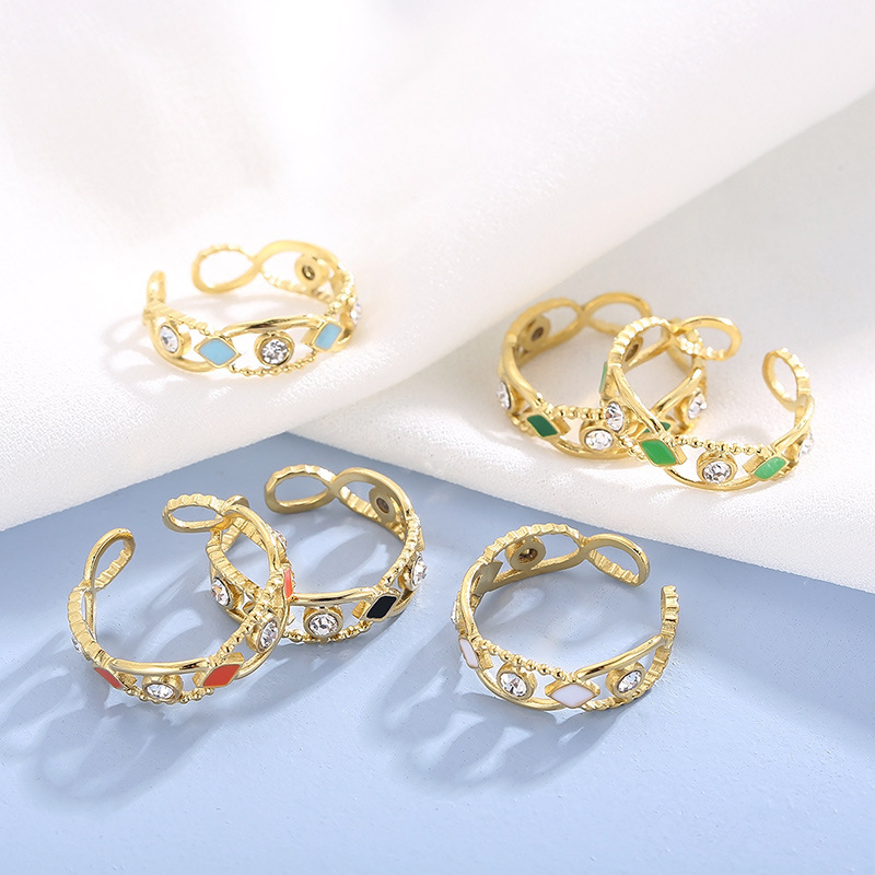 PVD Coated 18K Gold Plated Geometric Stainless Steel Resin Fashion Waterproof Non Tarnish Open Ring