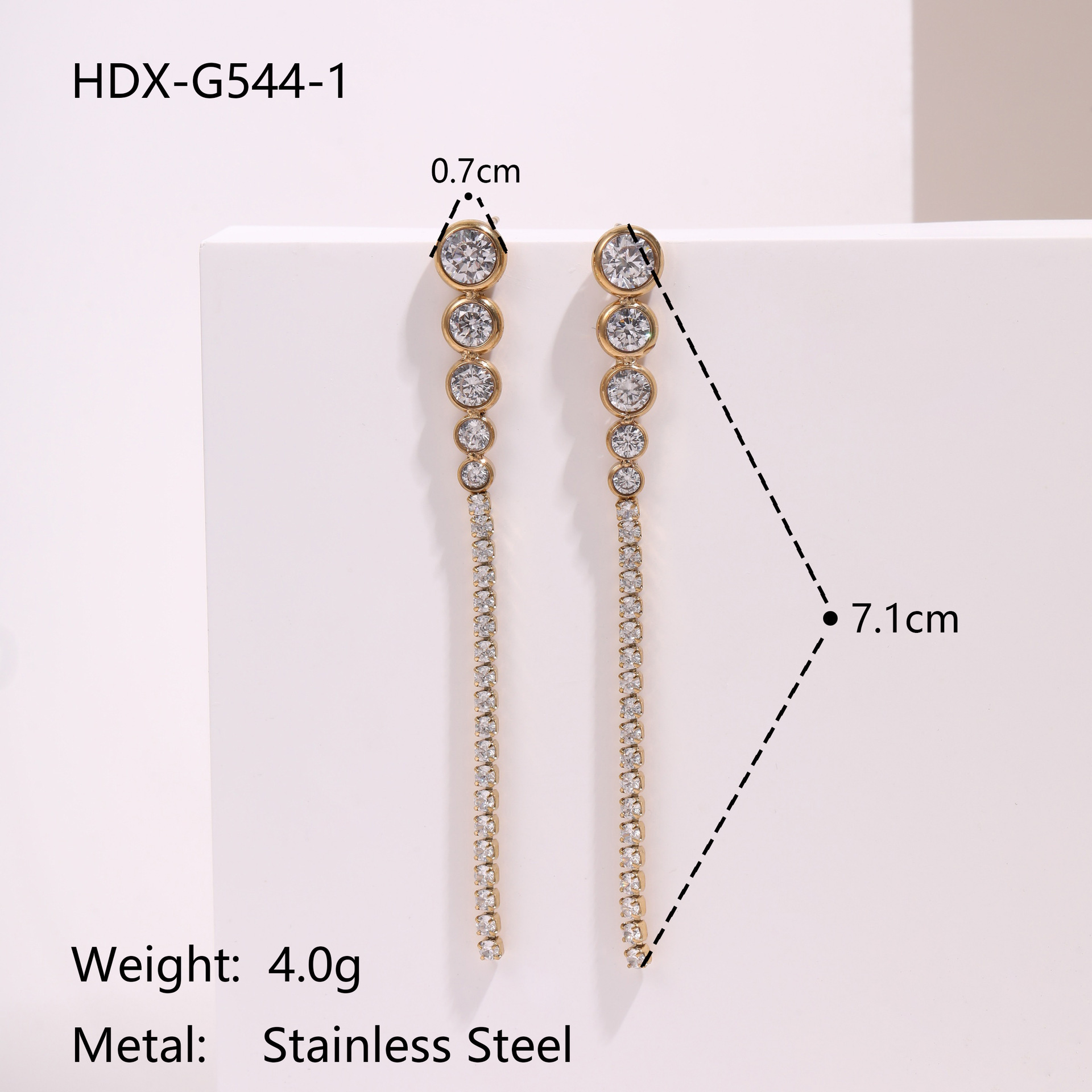 Zircon Series Luxury Stainless Steel Earrings Gold Plated 18K Elegant Geometric Pattern Women's Fashion Jewelry Accessories