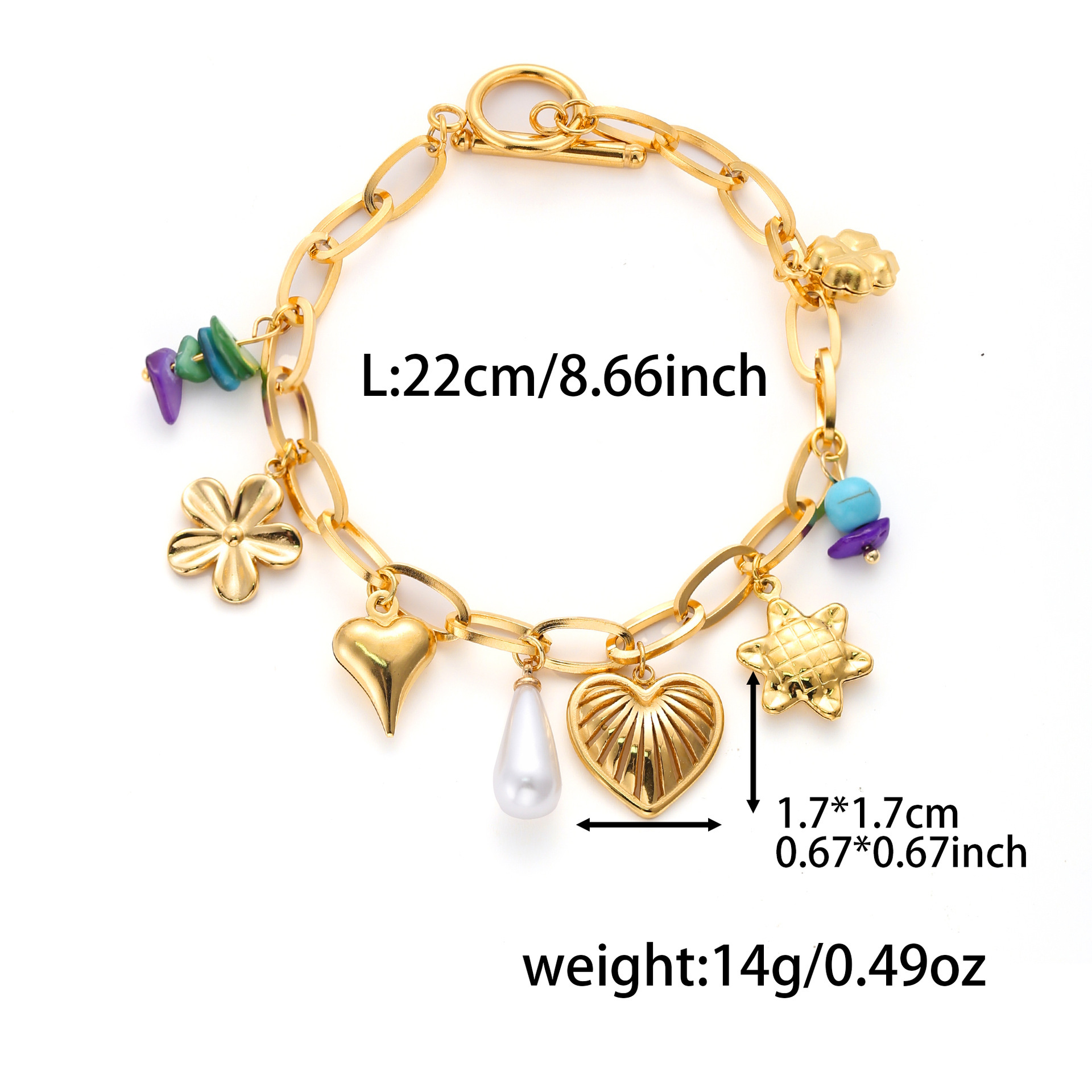Best-Seller On  Vintage Court Style OT Buckle Multi-Element Flower Love Pendant Bracelet Special-Interest Design High-Grade Female