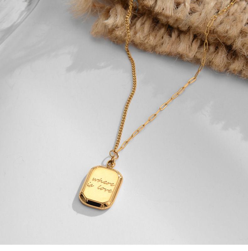 Fashion Geometric Titanium Steel Gold Plated Necklace 1 Piece