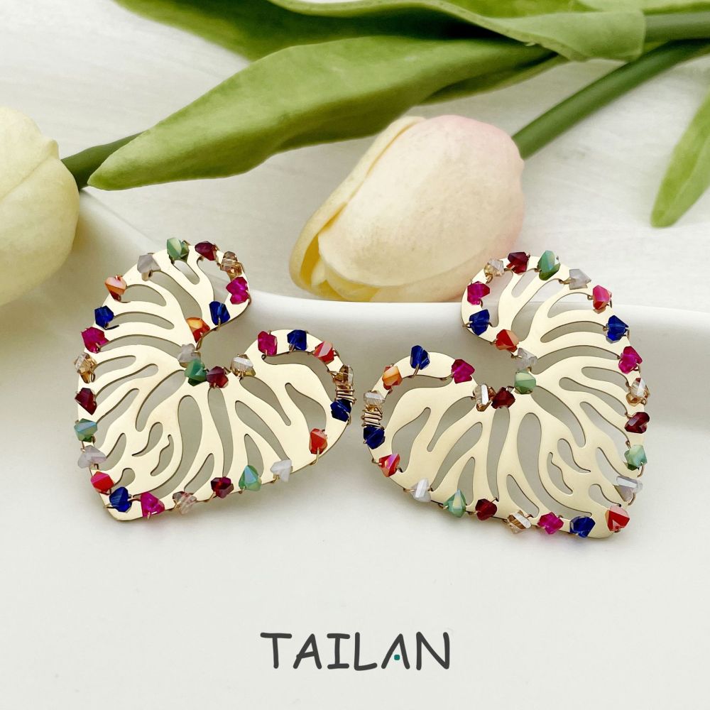 1 Pair Classic Style Roman Style Heart Shape Plating 304 Stainless Steel Gravel 14K Gold Plated Ear Studs