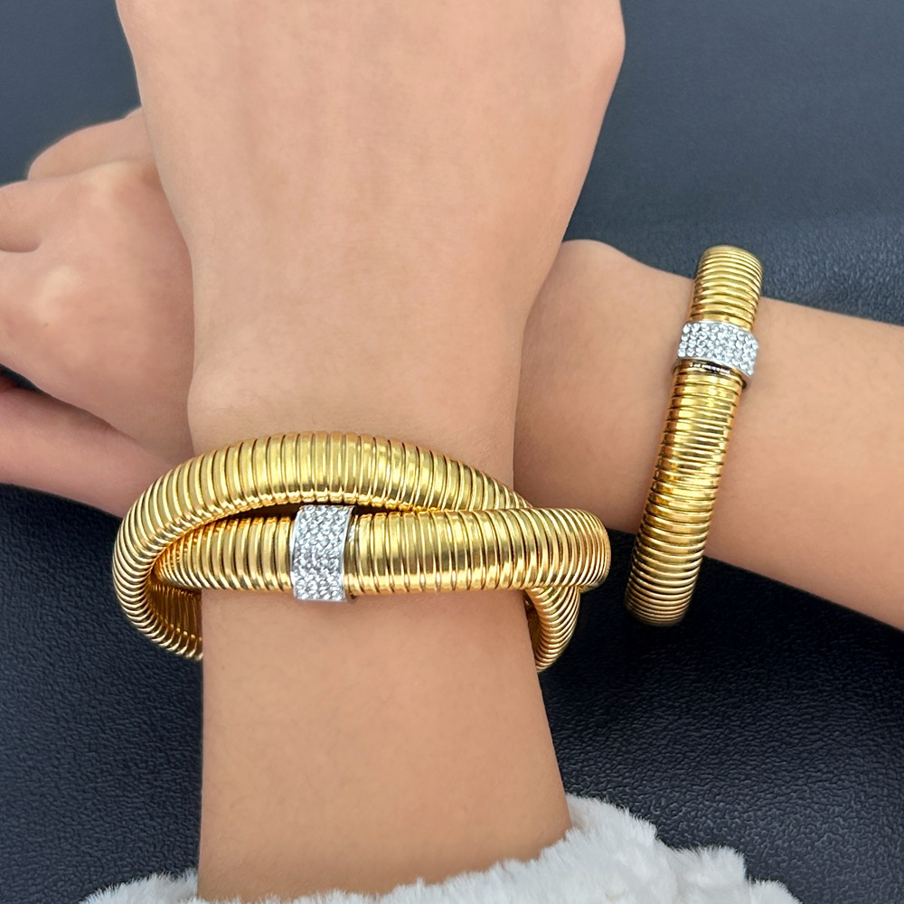 18K Gold 304 Stainless Steel PVD Coated Zircon Geometric Waterproof Non Tarnish Simple Style Cable Chain Bracelets Earrings Necklace For Women's