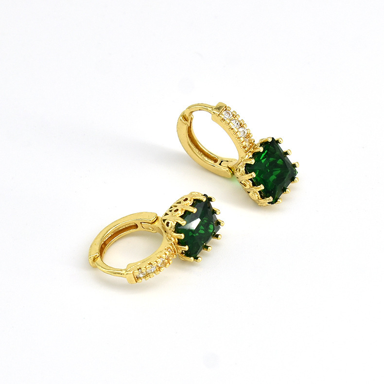 1 Pair IG Style Geometric Inlay Copper Zircon Earrings