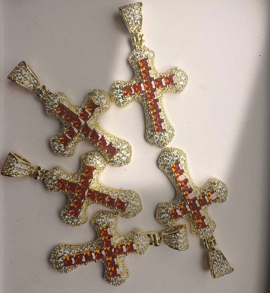 Inlaid Zircon Cross Necklace For Men And Women Trendy Wild Cuban Link Chain Accessories Couple's Pendant Wholesale