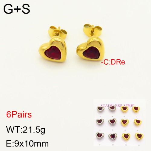 INS New  Fashion Titanium Steel Love Heart Stud Earrings Women's 18K Gold Stainless Steel Love Element Earrings Niche Design High Earrings