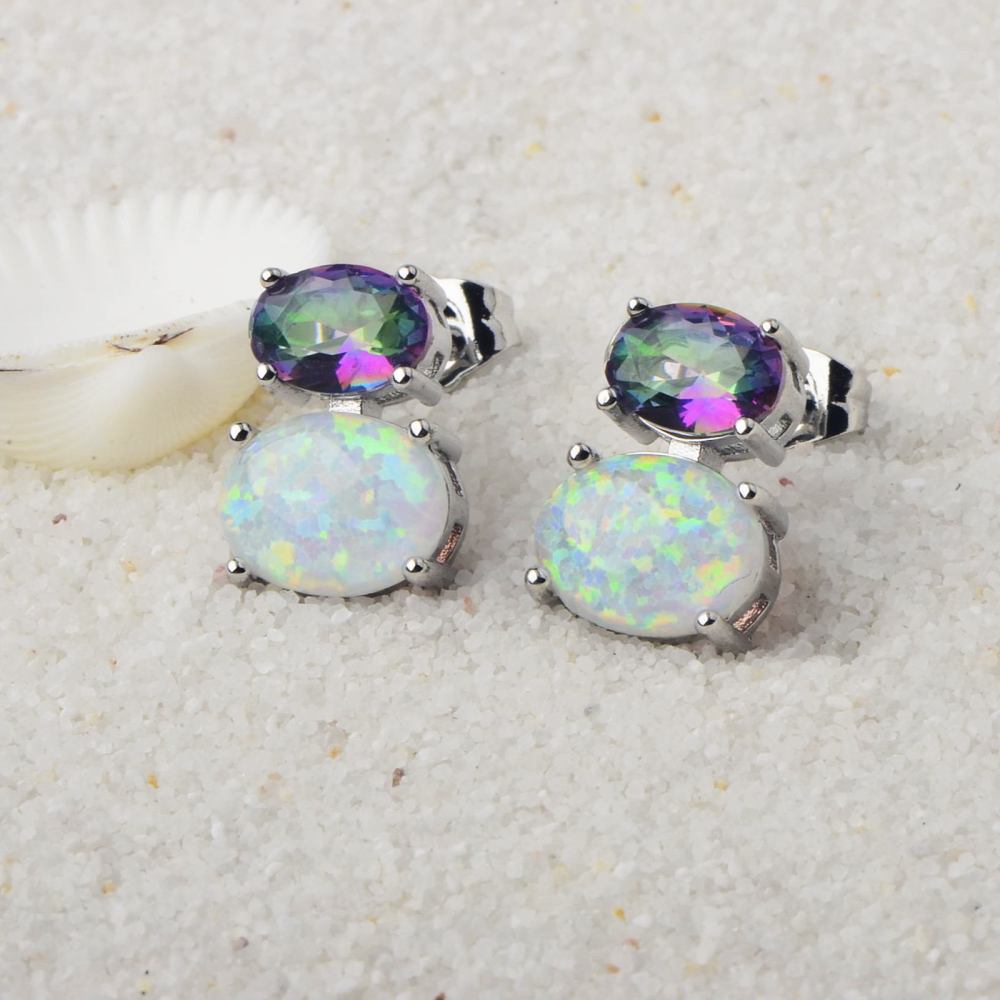 Hawaii Style Oval Shape TikTok Popular Ear Cuff Rings Opal Unisex Copper Material Jewelry Accessories Ear Rings Circular And Oval