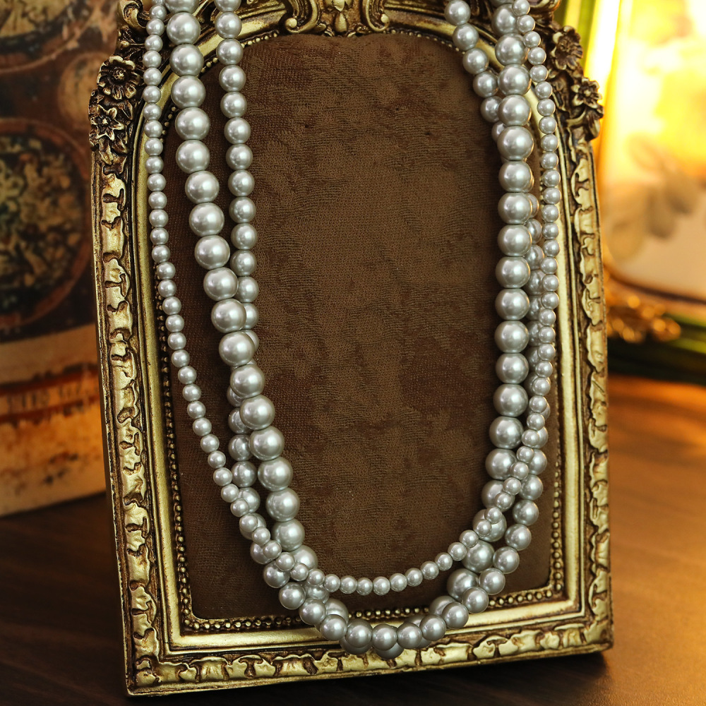 Gray Pearl Necklace For Women Celebrity Favorite Star Same As Schistosomiasis Big Stream Alloy And Copper Jewelry Accessories