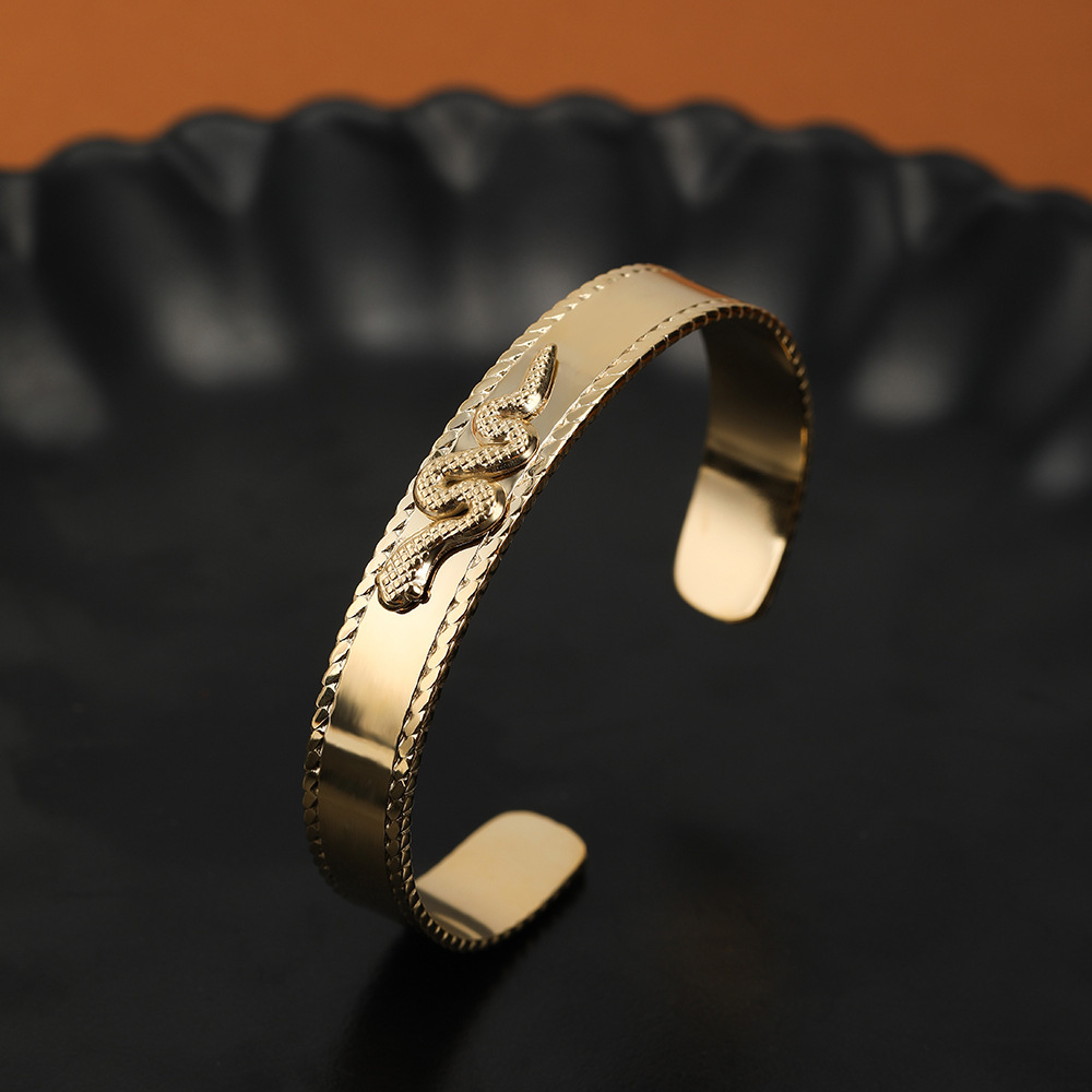 Vacuum Plating Real Gold Plated Snake 304 Stainless Steel Fashion Waterproof Non Tarnish Bangle