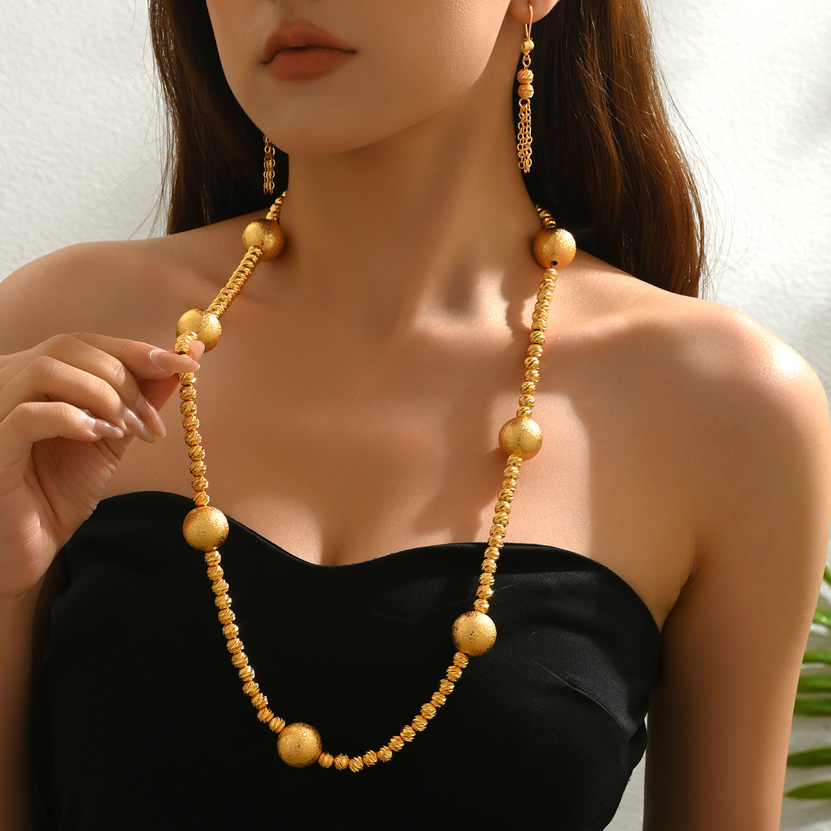 Two-Piece Set 2 Pieces Copper Material Set High-End Fashion Simple Elegant Personality Versatile Exquisite Jewelry Necklace Earrings Set For Women Banquet Party Gathering Accessories