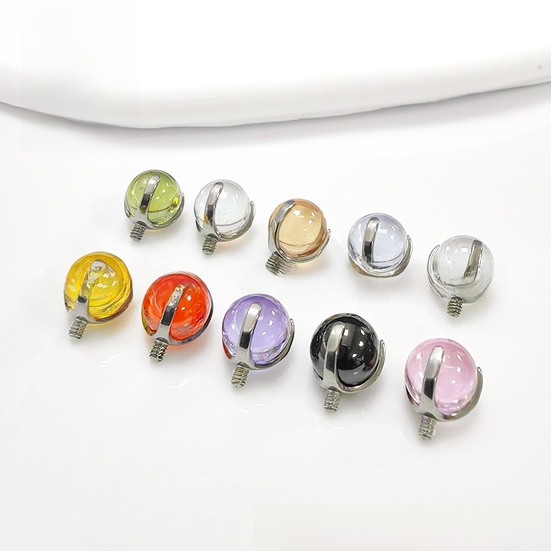F136 Titanium Three Claw Embryo Ball Zirconia Round Bead Tongue And Lip Studs Piercing Accessories Earrings Titanium Alloy