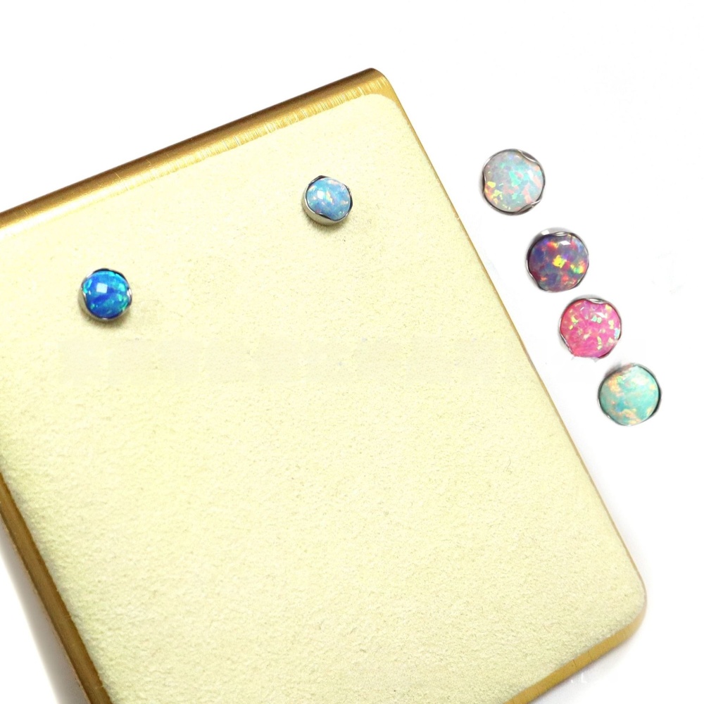 Titanium Lip Studs Wave Edge Opal Belly Button Rings Ear Bone Studs G23 Titanium Alloy Piercing Jewelry Accessories