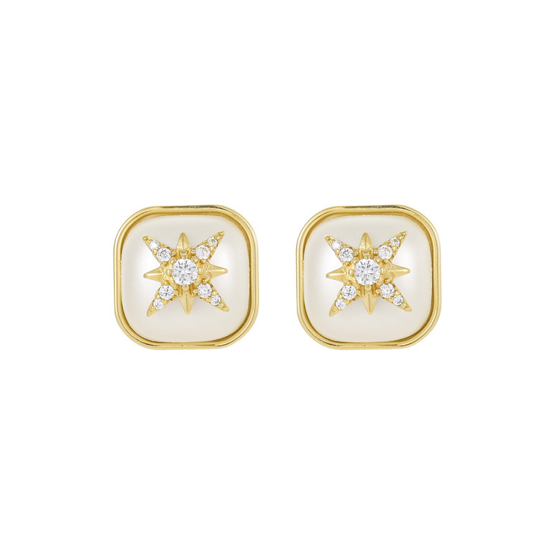 Natural Abalone Octagonal Star-Shaped Women's Earrings Trendy Pendant Stud Earrings Jewelry Accessories