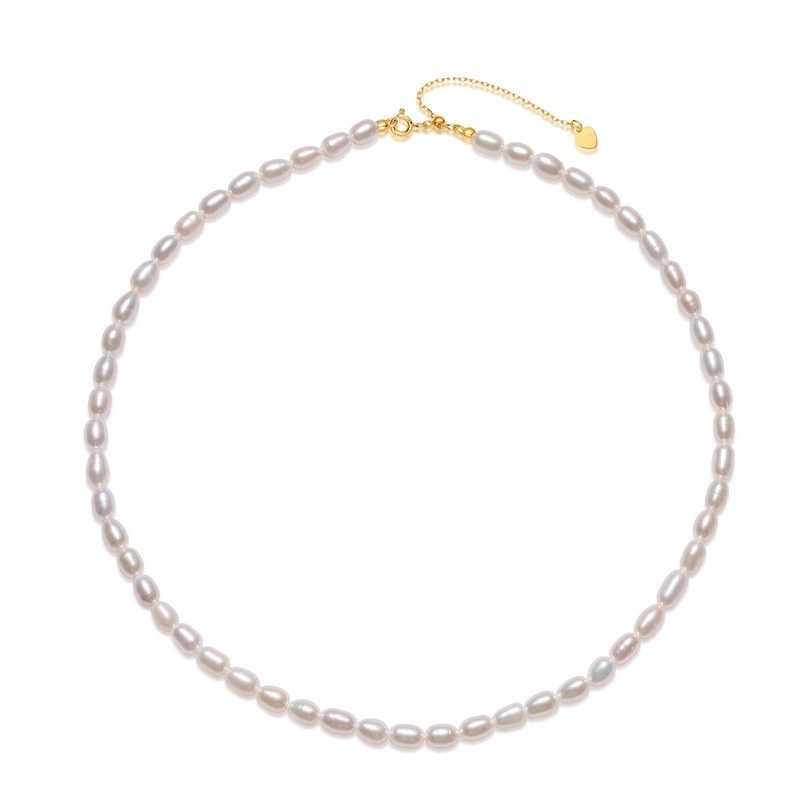 Elegant And Simple Freshwater Pearl Necklace For Women, Exquisite High-End Texture S925 Sterling Silver Clavicle Chain, Silver-Plated Beaded Neck Jewelry