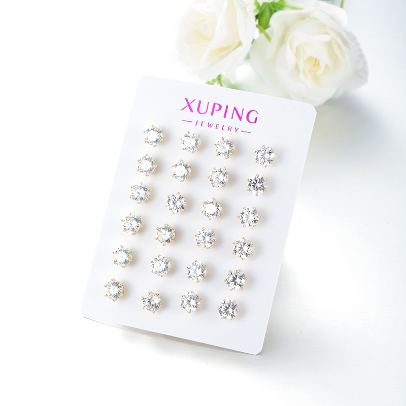 Classic Six-Claw Single Zircon 18K Gold Plated Earrings Elegant Geometric Pattern Daily Wear For Women Copper Post Earrings