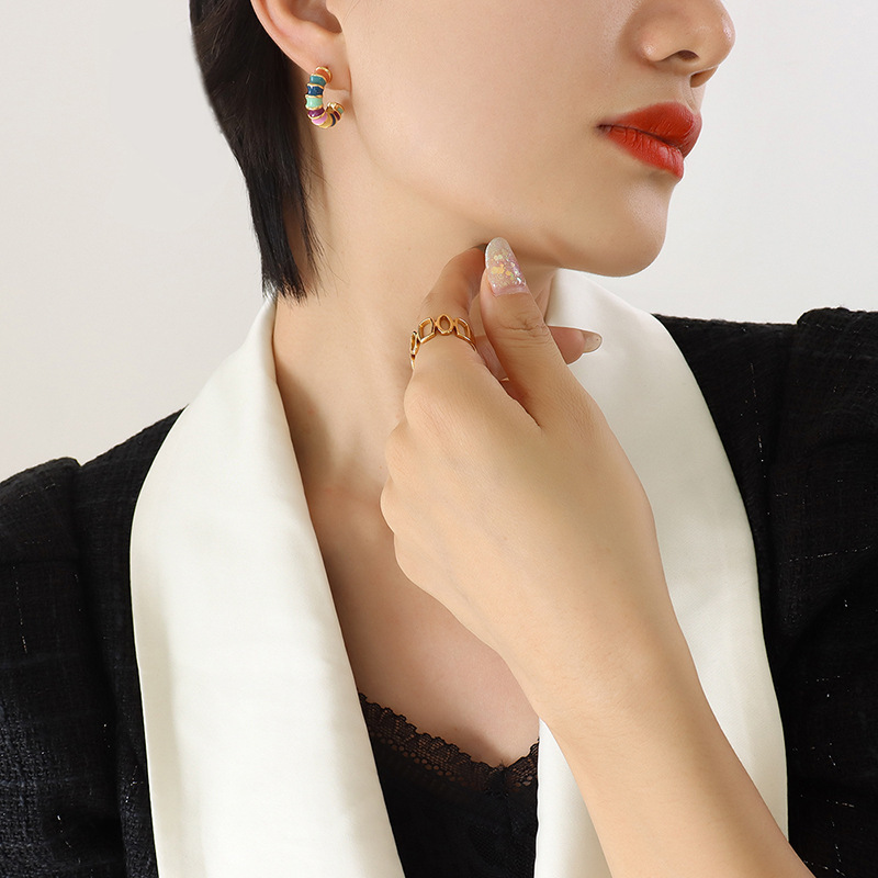 PVD Coated Real Gold Plated 18K Gold C Shape 304 Stainless Steel French Style Waterproof Non Tarnish Earrings