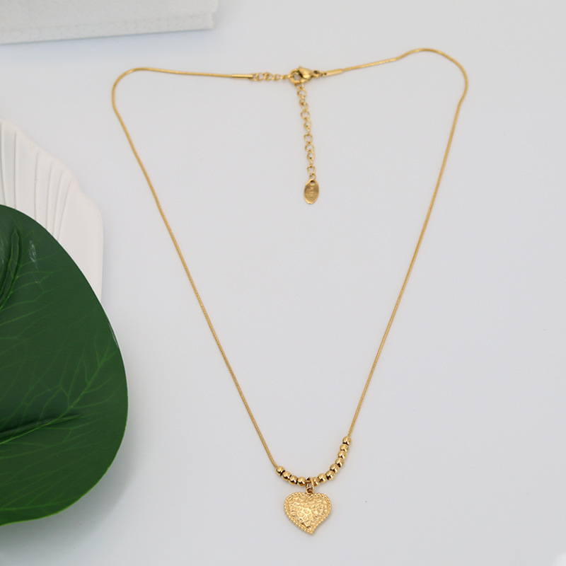 Wholesale Jewelry Fashion Heart Shape 304 Stainless Steel None 18K Gold Plated Gold Plated Stainless Steel Necklaces