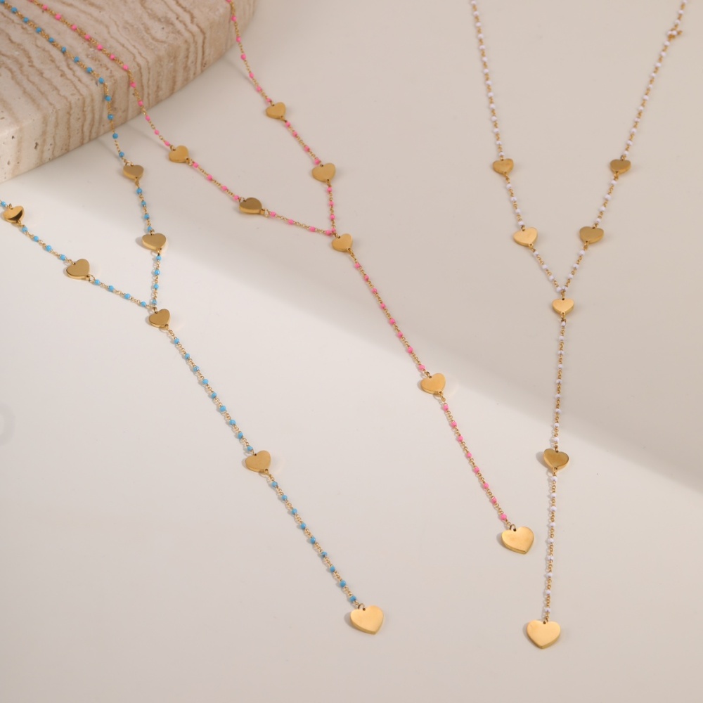 Trendy 304 Stainless Steel Jewelry Tassel Cross Star Heart Necklace Accessories Long High-end Y-shaped Vacuum Electroplated 18K Real Gold Necklace