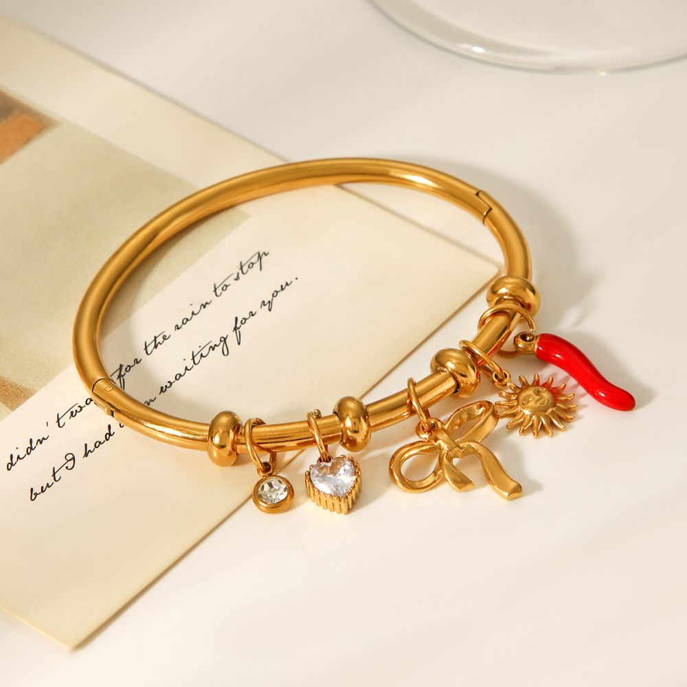 Stainless Steel Titanium Steel Butterfly Knot Oil Drop Pepper Zirconia Bracelet DIY Jewelry Accessories Everyday Wear For Women