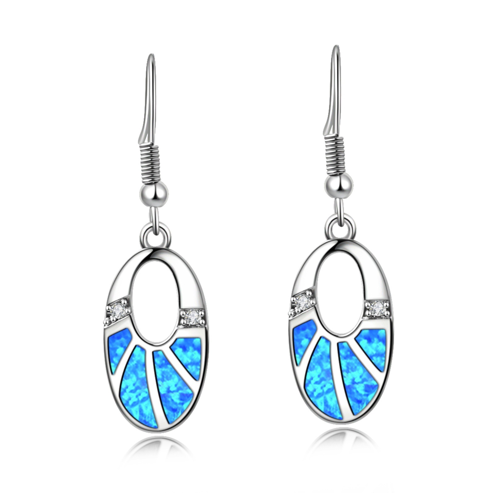 TikTok Ins Style Oval Opal European Amber European Fashion Drop Earrings Copper Material Holiday Style Jewelry Accessories