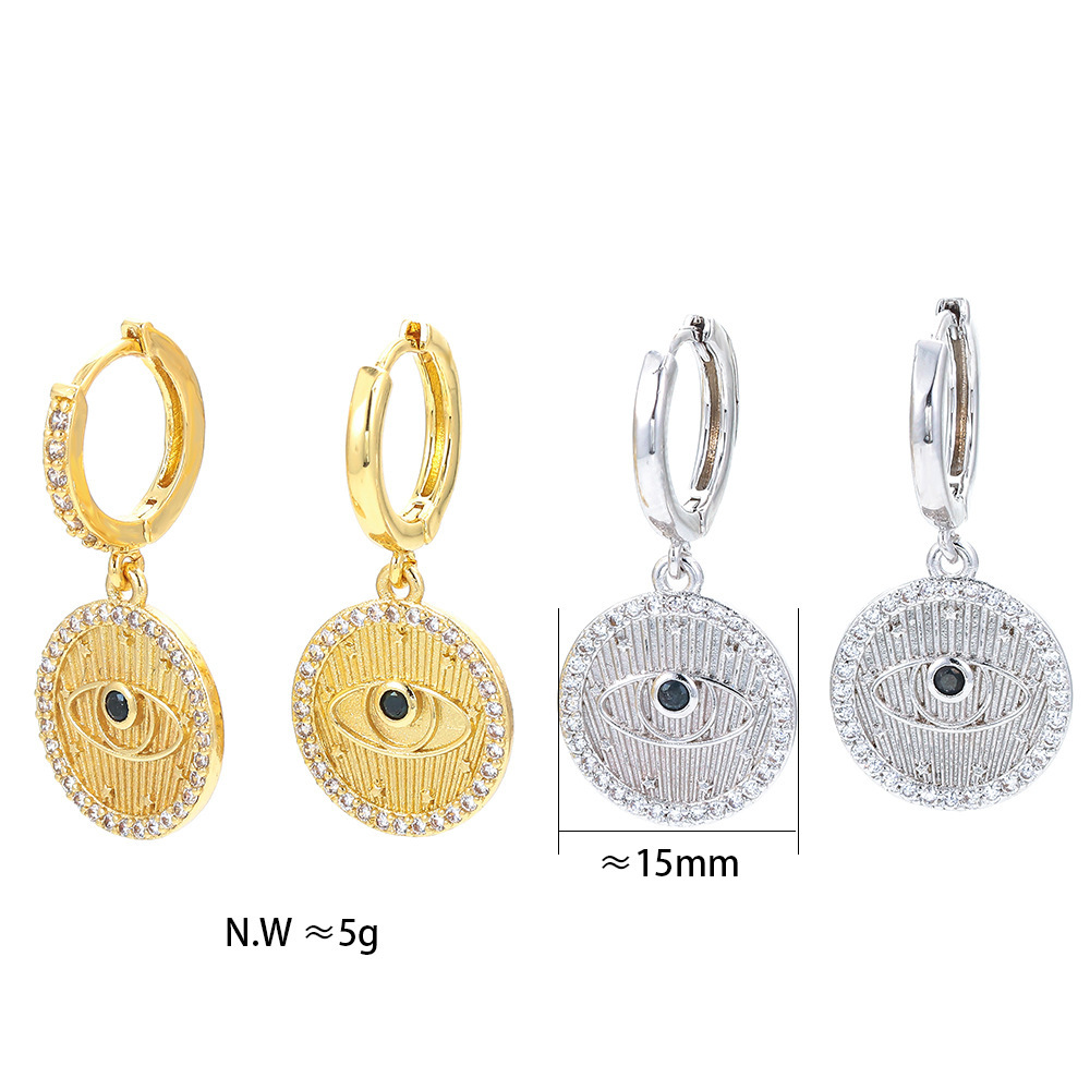 Fashion Micro-inlaid Zircon Eyes Round Brand Pendant Earrings Wholesale