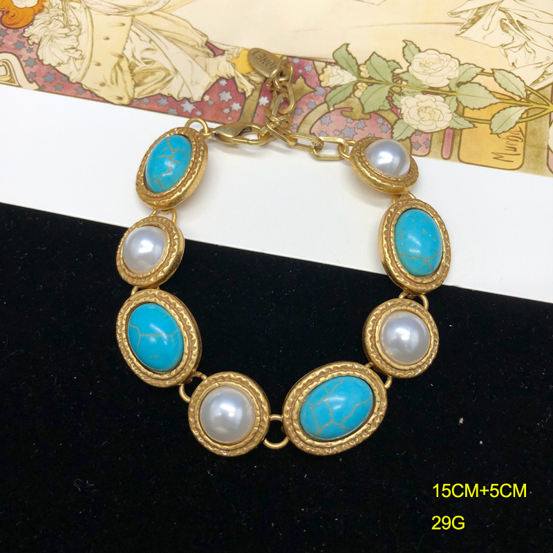 Elegant Vintage Style Classic Style Geometric Oval Alloy Inlay Artificial Pearls Turquoise Women's Rings Bracelets Necklace