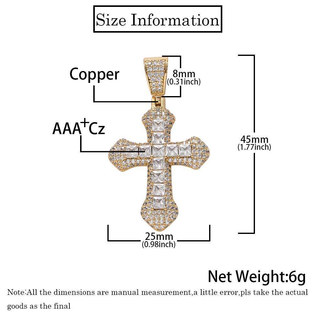 Inlaid Zircon Cross Necklace For Men And Women Trendy Wild Cuban Link Chain Accessories Couple's Pendant Wholesale