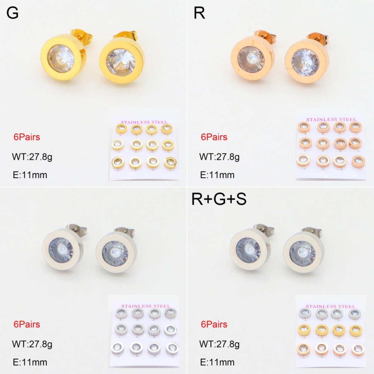 INS New  Fashion Titanium Steel Round Studs Women's 18K Gold Stainless Steel Lovely Element Earrings Earrings Niche Design High Earrings