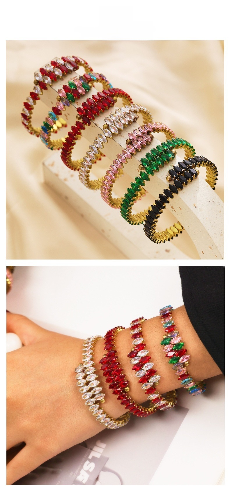 Multicolor Titanium Steel Claw Inlaid Diamond Women's Bracelet Zircon Steel Women's Accessories