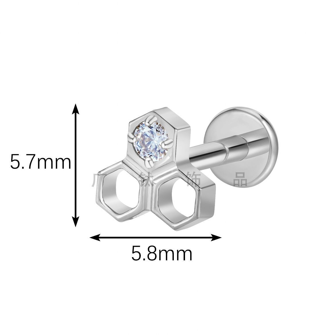 Titanium Alloy Hexagonal Honeycomb Earrings Body Piercing Lip Tongue Jewelry Women's Fashion Simple Style Geometric Pattern