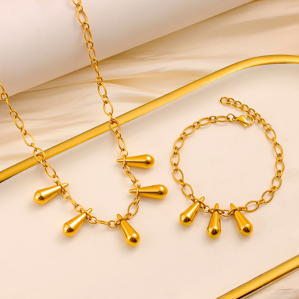 Elegant Titanium Steel Tassel Necklace For Women Butterfly Knot Lockbone Chain Jewelry Bracelet Non-Fading Luxury Style
